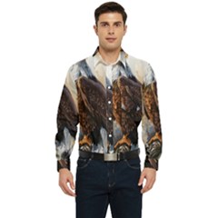 Eagle Art Eagle Watercolor Painting Bird Animal Men s Long Sleeve Pocket Shirt  by pakminggu