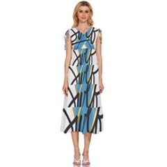 Wave Surfing Surfboard Surfing V-neck Drawstring Shoulder Sleeveless Maxi Dress by pakminggu