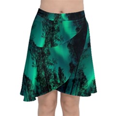 Aurora Northern Lights Celestial Magical Astronomy Chiffon Wrap Front Skirt by pakminggu