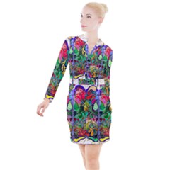 Brain Head Mind Man Silhouette Button Long Sleeve Dress by pakminggu