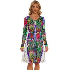 Brain Head Mind Man Silhouette Long Sleeve Dress With Pocket by pakminggu