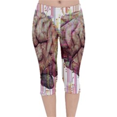 Brain Think Neurons Circuit Velvet Capri Leggings  by pakminggu