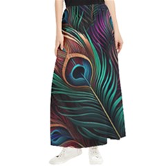 Peacock Feathers Nature Feather Pattern Maxi Chiffon Skirt by pakminggu