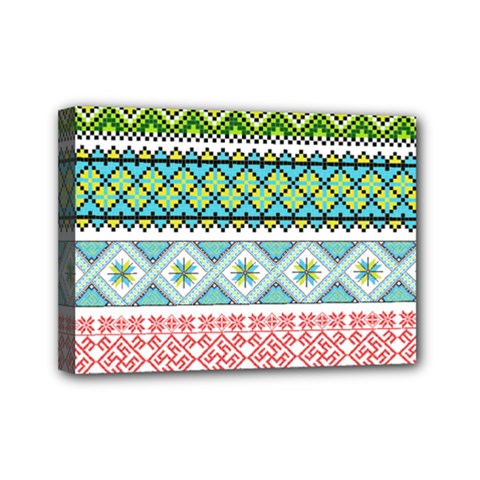 Ukraine Ornament Pattern Symbolism Geometric Mini Canvas 7  X 5  (stretched) by pakminggu