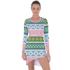 Ukraine Ornament Pattern Symbolism Geometric Asymmetric Cut-out Shift Dress by pakminggu