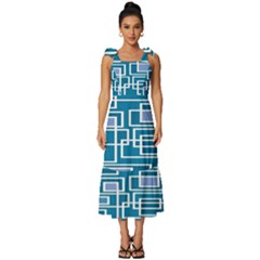 Geometric Rectangle Shape Linear Tie-strap Tiered Midi Chiffon Dress by danenraven