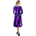 Purple Blue Geometric Pattern Ruffle End Midi Chiffon Dress View2