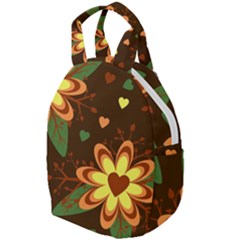 Floral Hearts Brown Green Retro Travel Backpack by danenraven