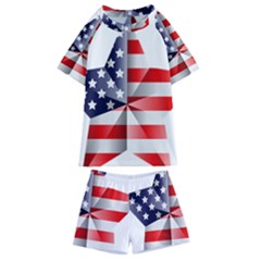 United States Of America Flag Of The United States Independence Day Kids  Swim Tee And Shorts Set by danenraven