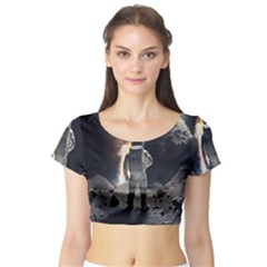 Astronaut Space Walk Short Sleeve Crop Top by danenraven