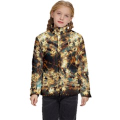 Science Fiction Background Fantasy Kids  Puffer Bubble Jacket Coat by danenraven