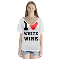 I Love White Wine V-neck Flutter Sleeve Top by ilovewhateva