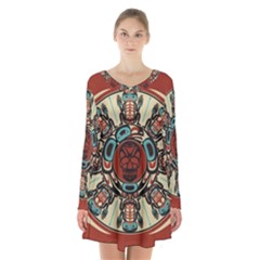 Grateful Dead Pacific Northwest Long Sleeve Velvet V-neck Dress by Mog4mog4