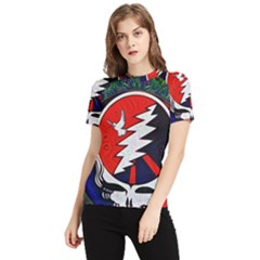 Grateful Dead Pattern Women s Short Sleeve Rash Guard by Mog4mog4