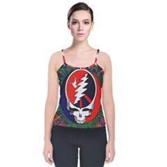 Grateful Dead Pattern Velvet Spaghetti Strap Top by Mog4mog4