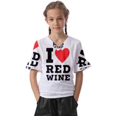 I Love Red Wine Kids  V-neck Horn Sleeve Blouse by ilovewhateva