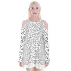 Joy Division Unknown Pleasures Post Punk Velvet Long Sleeve Shoulder Cutout Dress by Mog4mog4