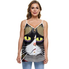 Grumpy Cat Casual Spaghetti Strap Chiffon Top by Mog4mog4