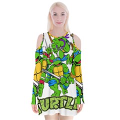 Teenage Mutant Ninja Turtles Velvet Long Sleeve Shoulder Cutout Dress by Mog4mog4