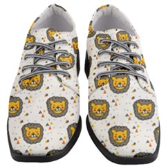 Lion Heads Pattern Design Doodle Women Heeled Oxford Shoes by Mog4mog4