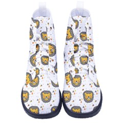 Lion Heads Pattern Design Doodle High-top Canvas Sneakers by Mog4mog4