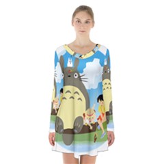 My Neighbor Totoro Totoro Long Sleeve Velvet V-neck Dress by Mog4mog4