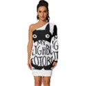 My Neighbor Totoro Black And White Long Sleeve One Shoulder Mini Dress View1