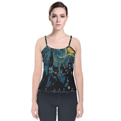 Hogwarts Castle Van Gogh Velvet Spaghetti Strap Top by Mog4mog4