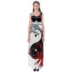 Yin And Yang Chinese Dragon Empire Waist Maxi Dress by Mog4mog4