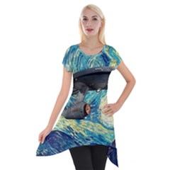 Star Starship The Starry Night Van Gogh Short Sleeve Side Drop Tunic by Mog4mog4