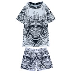 Drawing Samurai Tattoo Sketch Japanese Samurai Kids  Swim Tee And Shorts Set by Mog4mog4