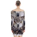 Vector Hand Painted Owl Long Sleeve Off Shoulder Dress View2