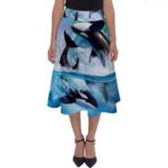 Orca Wave Water Underwater Perfect Length Midi Skirt by Mog4mog4