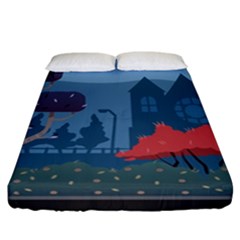 Town Vector Illustration Illustrator City Urban Fitted Sheet (california King Size) by Mog4mog4