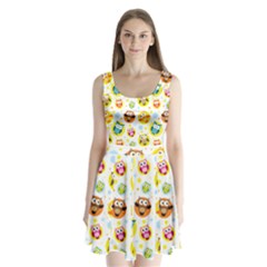 Owl Bird Cartoon Split Back Mini Dress  by Bakwanart