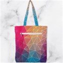 Multicolored Geometric Origami Idea Pattern Double Zip Up Tote Bag View2