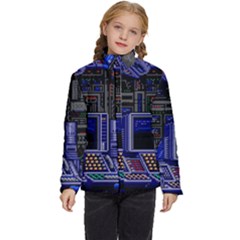 Blue Computer Monitor With Chair Game Digital Wallpaper, Digital Art Kids  Puffer Bubble Jacket Coat by Bakwanart