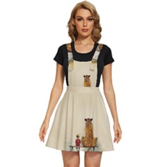 Tiger Sitting Beside Boy Painting Parody Cartoon Apron Dress by Bakwanart