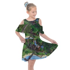 Green Village Miniature Technology Kids  Shoulder Cutout Chiffon Dress by Bakwanart