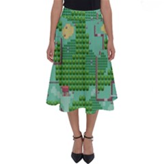 Green Retro Games Pattern Perfect Length Midi Skirt by Bakwanart