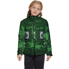 Technology Computer Chip Electronics Industry Circuit Board Kids  Puffer Bubble Jacket Coat by Bakwanart