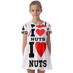 I Love Nuts Kids  Short Sleeve Pinafore Style Dress by ilovewhateva