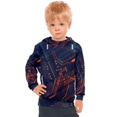 Abstract Colorful Circuit Kids  Hooded Pullover by Bakwanart