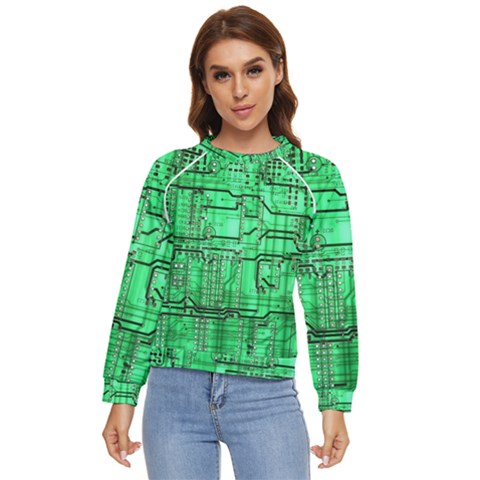 Green Circuit Board Computer Women s Long Sleeve Raglan Tee by Bakwanart