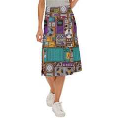 Pattern Design Art Techno Dj Music Retro Music Device Midi Panel Skirt by Bakwanart