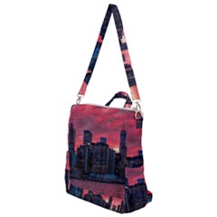 Skyline Sunset United States Reflection Usa,new York Manhattan Crossbody Backpack by Bakwanart