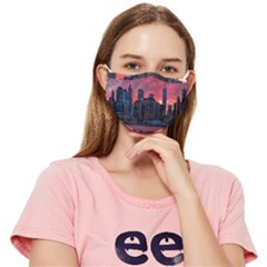 Skyline Sunset United States Reflection Usa,new York Manhattan Fitted Cloth Face Mask (adult) by Bakwanart