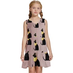 Cat Egyptian Ancient Statue Egypt Culture Animals Kids  Sleeveless Tiered Mini Dress by 99art