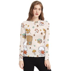 Bear Cartoon Background Pattern Seamless Animal Women s Long Sleeve Rash Guard by 99art