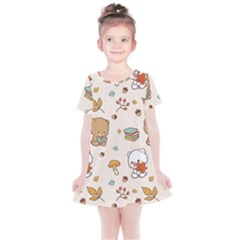 Bear Cartoon Background Pattern Seamless Animal Kids  Simple Cotton Dress by 99art